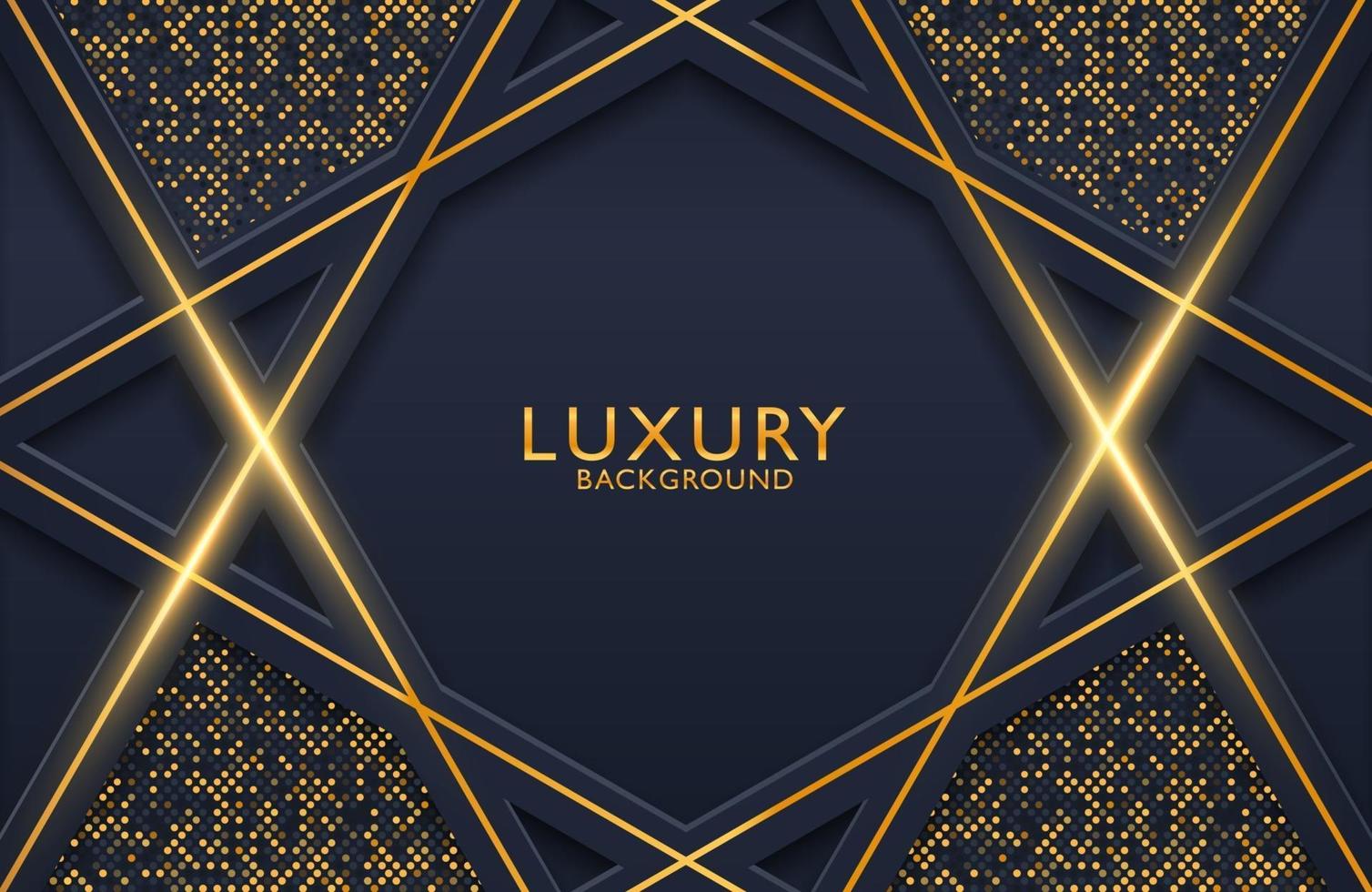 3d geometric luxury gold metal on dark background. Graphic design element for invitation, cover, background. Elegant decoration vector