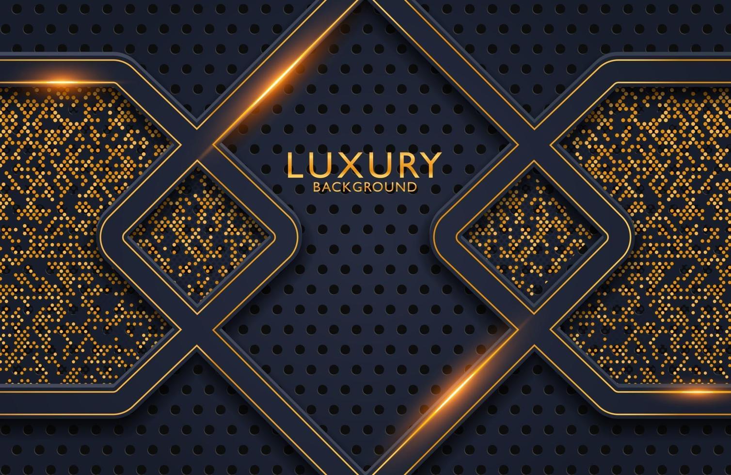 Abstract 3d luxury realistic decoration textured with golden dots pattern. 3d backdrop, Invitation, cover layout template. vector