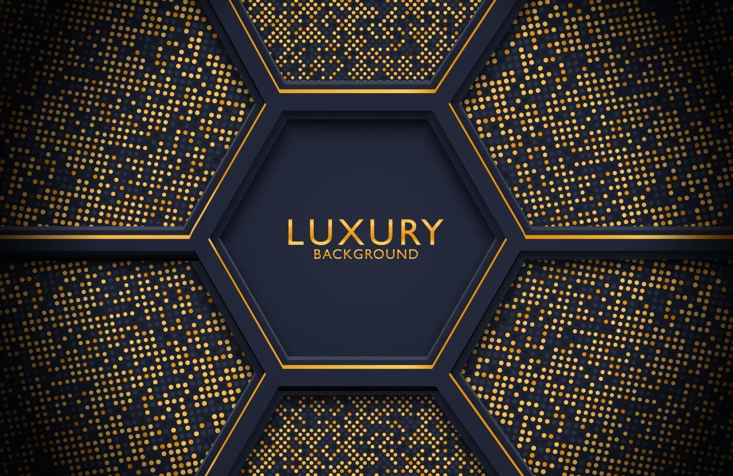 Abstract realistic luxury decoration textured with golden dots pattern. 3d backdrop, wedding Invitation design cover layout template with copy space. vector