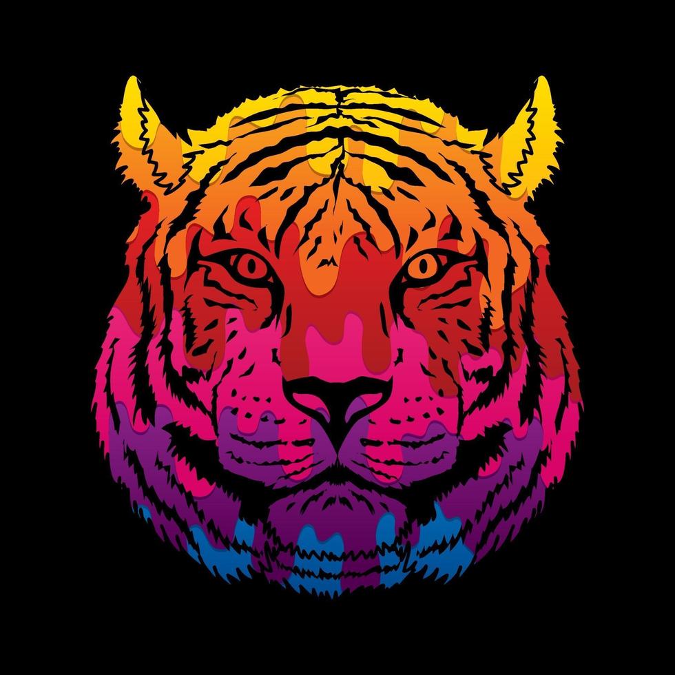 tigre, extracto, cara, vista frontal vector