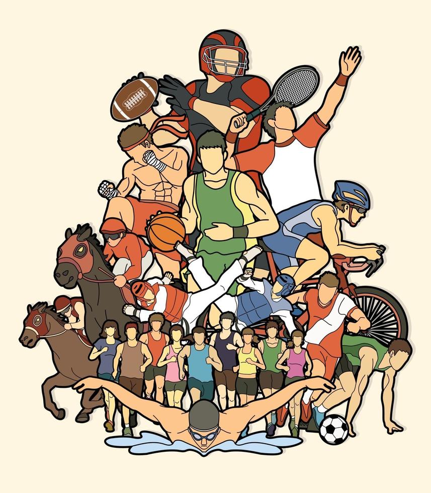 Group of Sport Players Action Cartoon vector