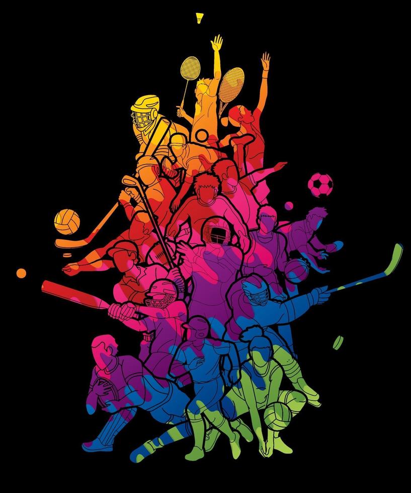 Group of Sport Players Mix vector