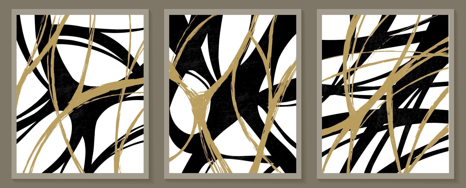 Plantillas contemporáneas con formas orgánicas abstractas y líneas en colores retro. Fondo boho pastel en ilustración de vector de estilo minimalista de mediados de siglo
