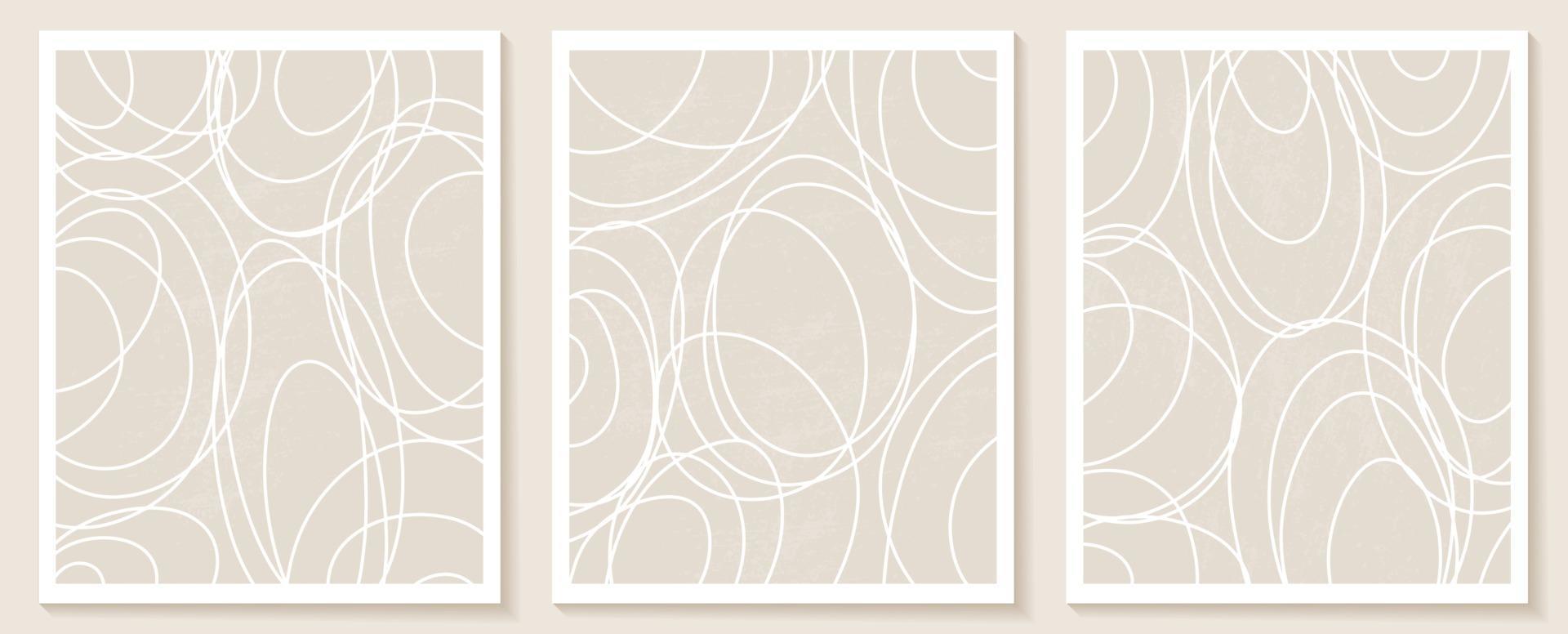 Contemporary templates with organic abstract shapes and line in nude colors. Pastel boho background in minimalist mid century style vector Illustration