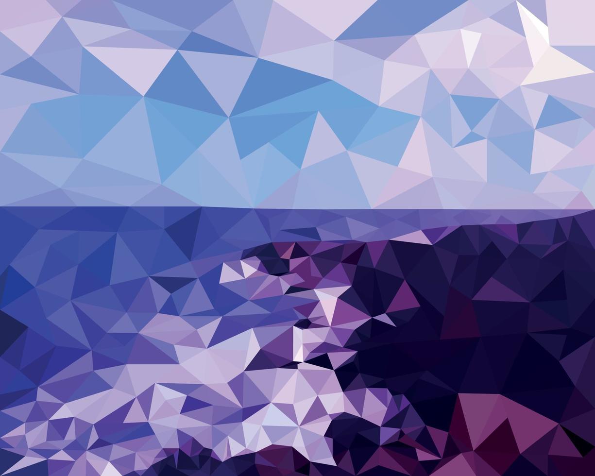 Low poly illustration, rocky sea coast vector