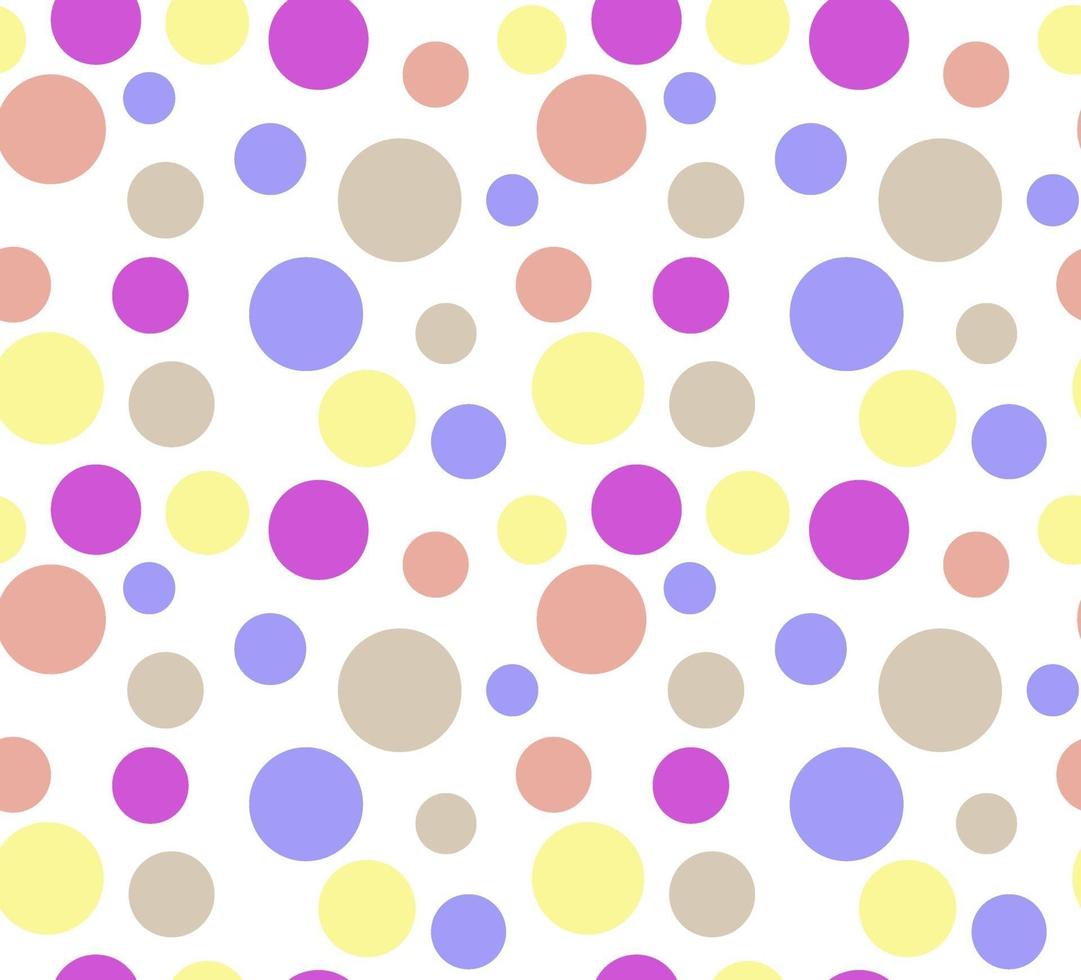 Seamless pattern with colorful dots on a white background. Vector illustration for design, background, textiles, wrapping paper, baby clothes.