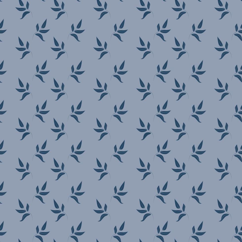 Seamless pattern with leaves on a blue background. Template for interior design, wallpaper, fabric, clothing, blanket, plaid, carpet, paper. vector