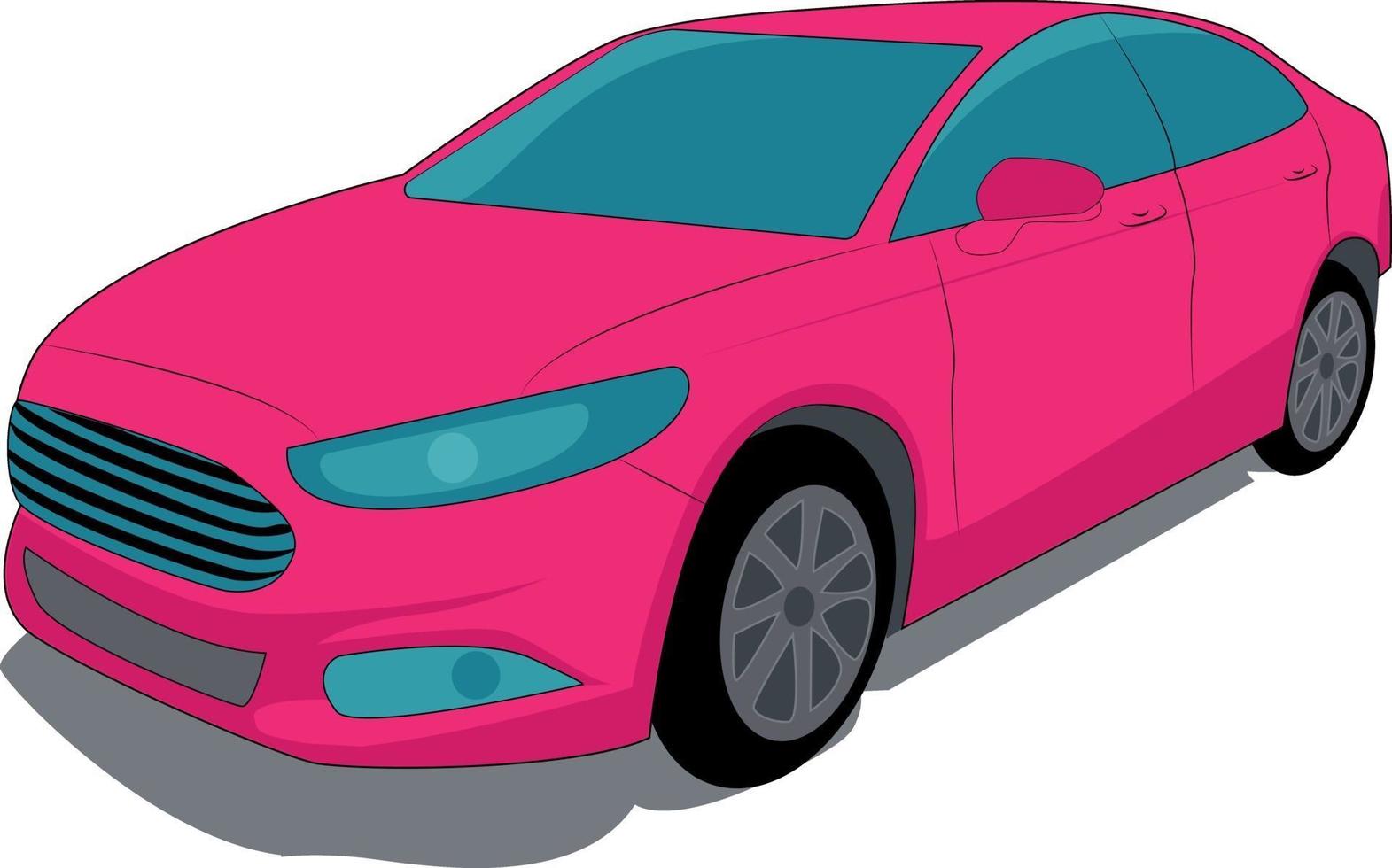 moderno hermoso coche rosa sobre un fondo blanco. vector