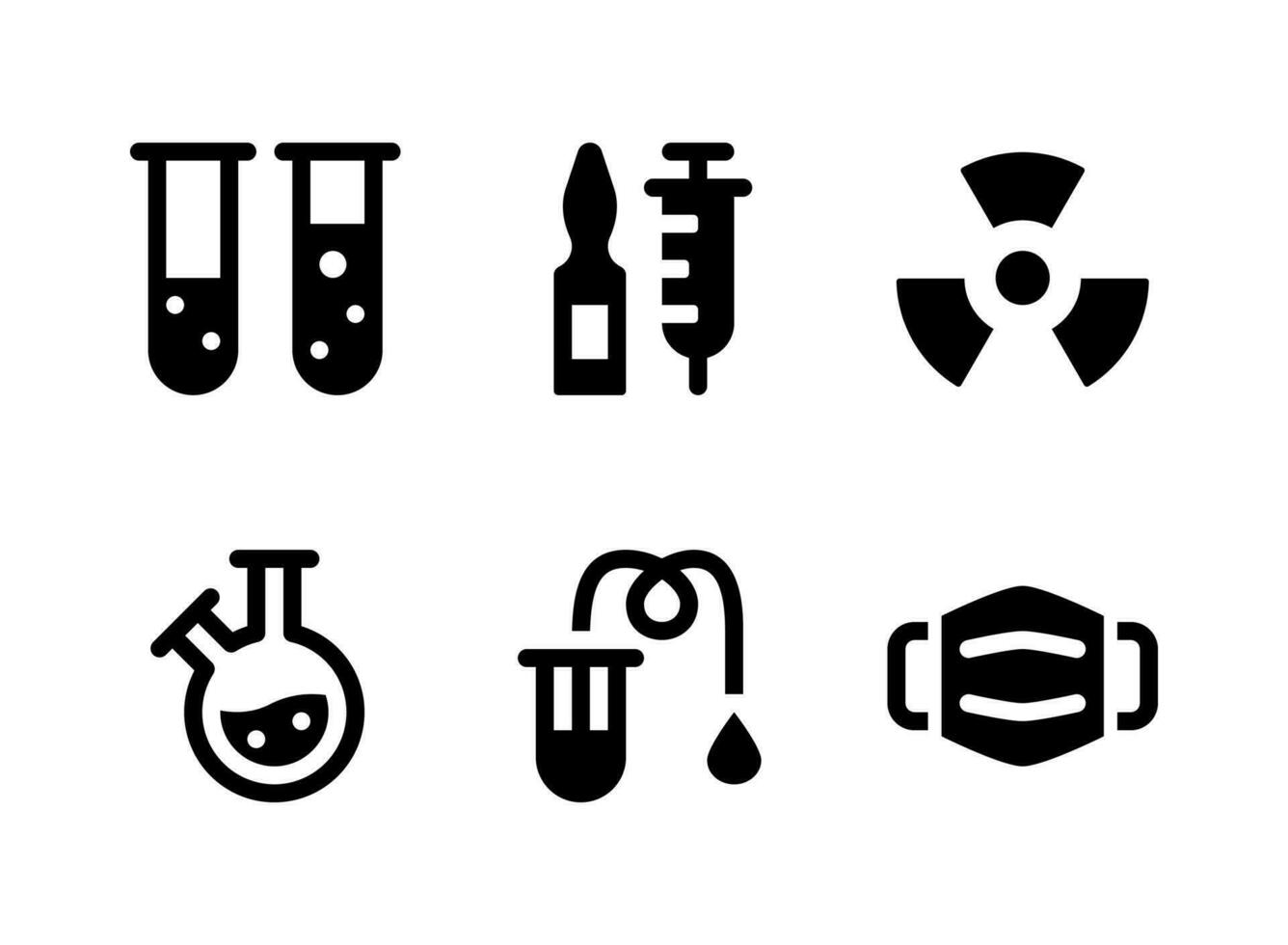 simple conjunto de iconos de líneas vectoriales relacionadas con el laboratorio. contiene iconos como vacuna, tubo de matraz, químico, máscara médica y más. vector