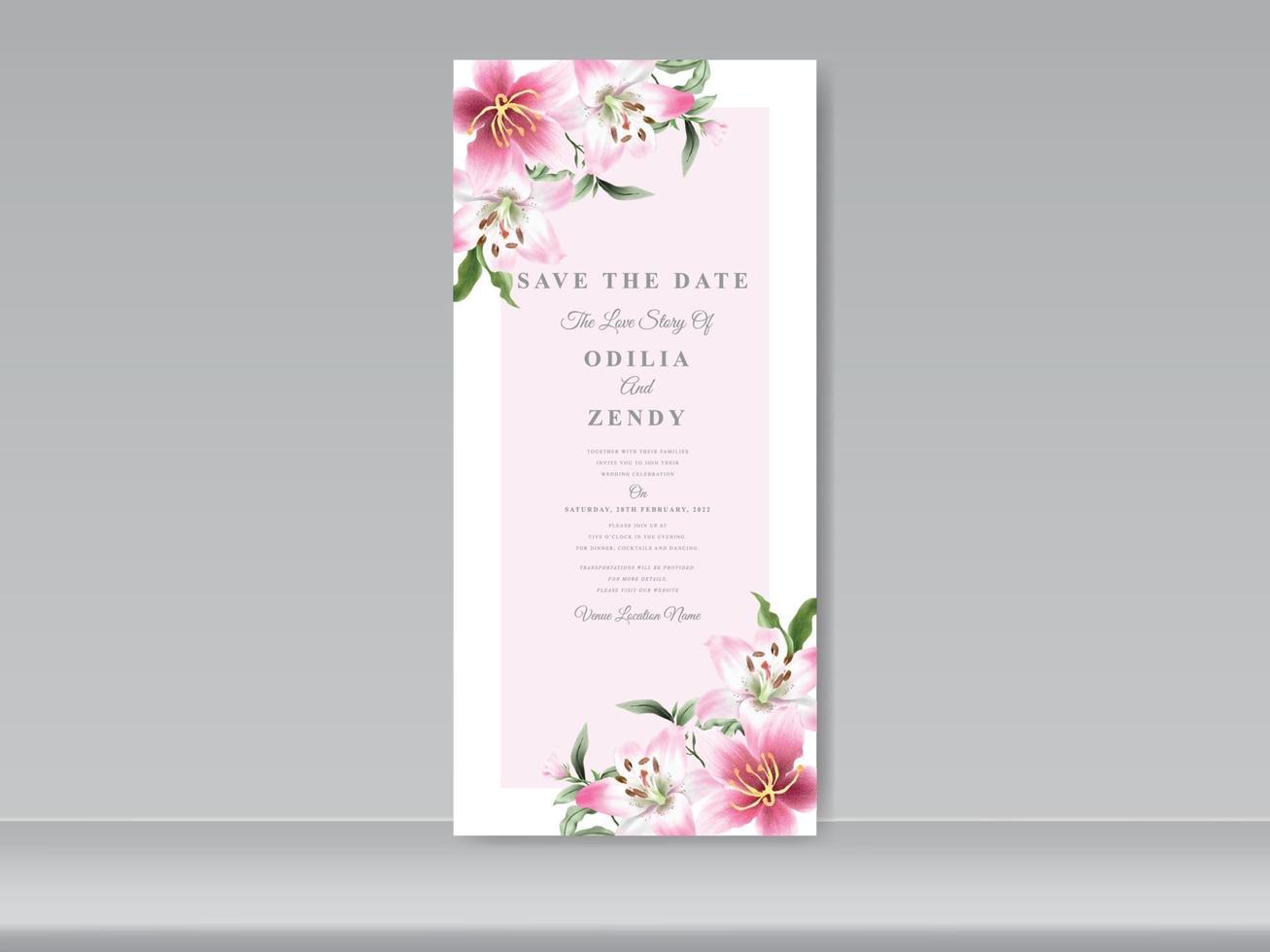 Wedding invitation cards with greenery floral design vector