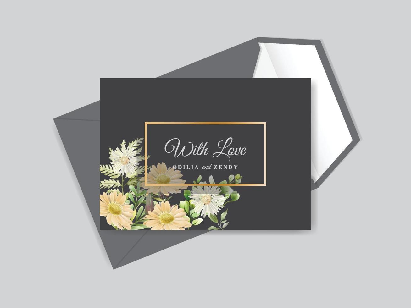 Wedding invitation cards with greenery floral design vector