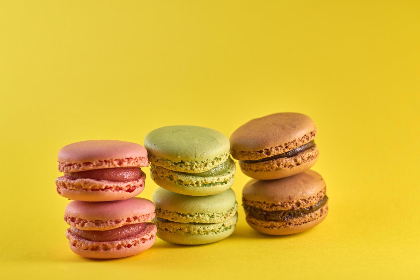 Stacks of macaroons with copy space photo