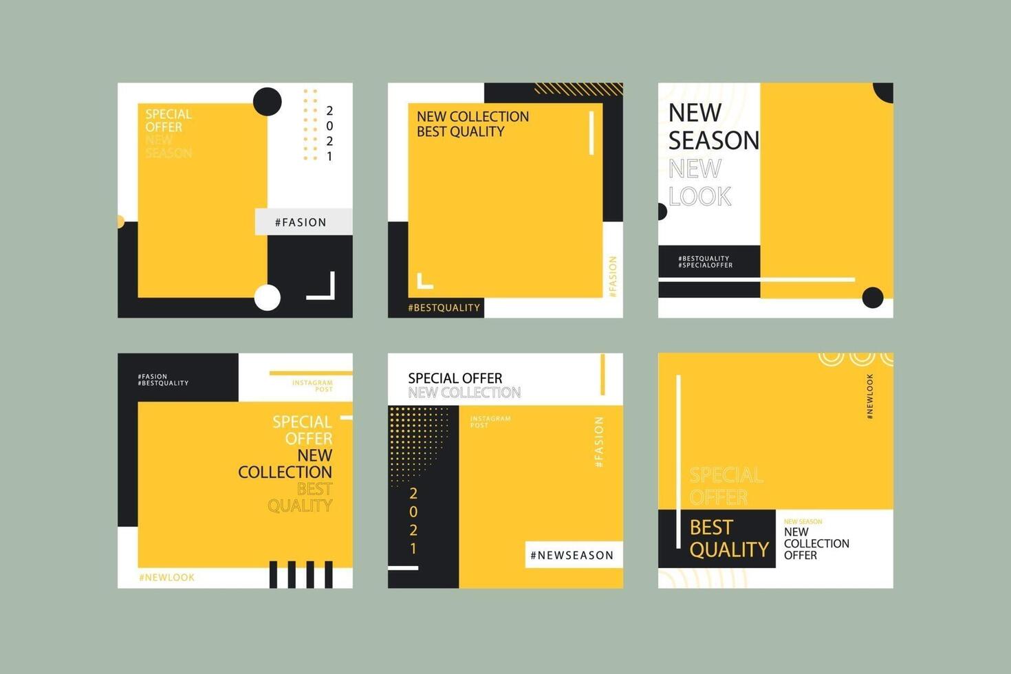 social media post template set vector