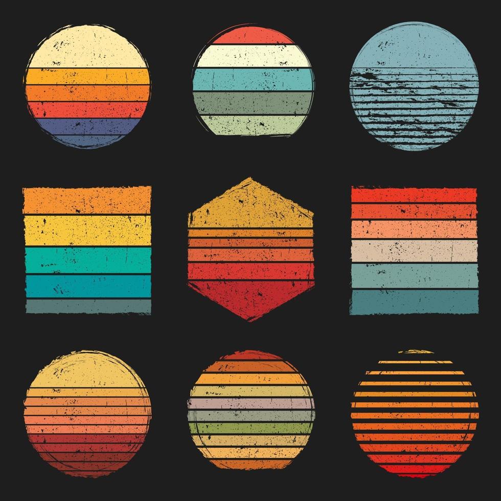 Retro Vintage Sunsets Pack vector