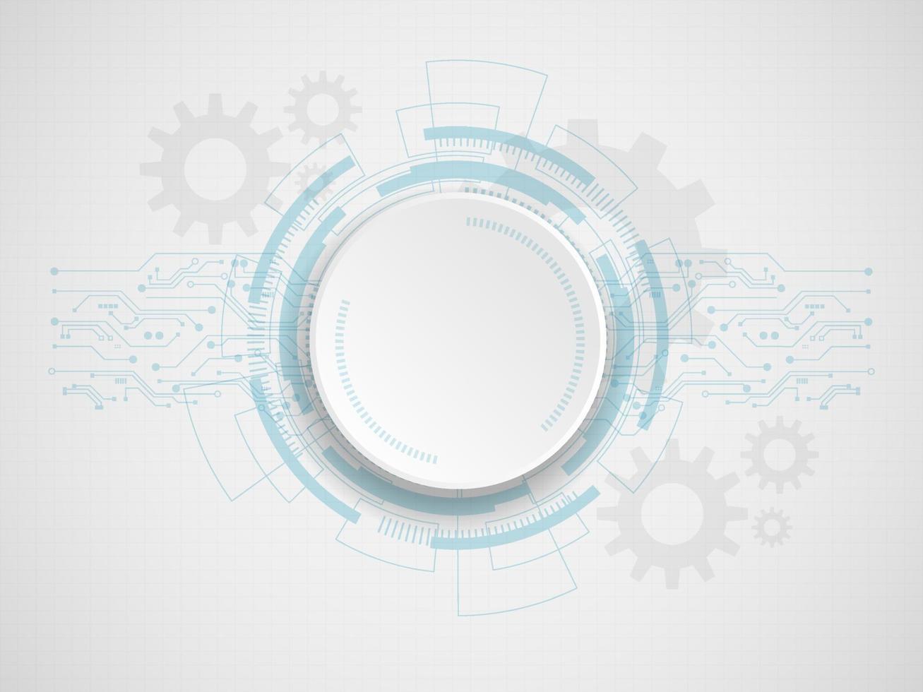 Hi tech circle and circuit technology with cog gear wheel background vector