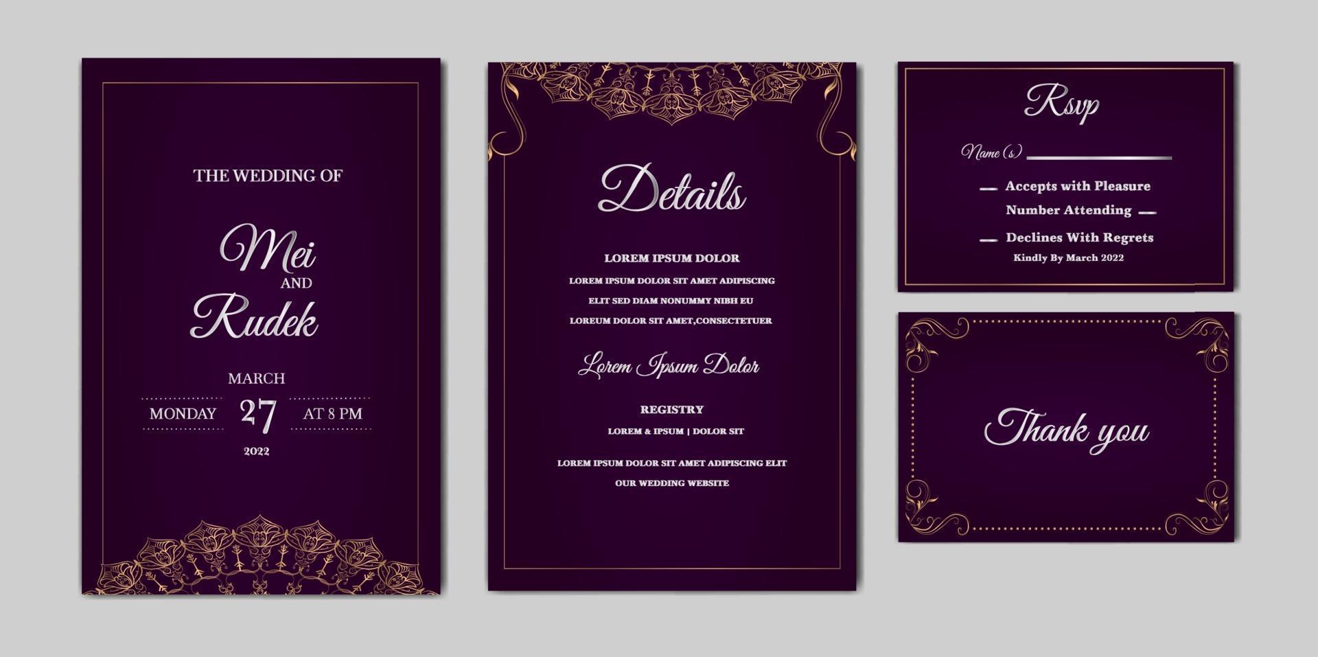 set collection elegant save the date wedding invitation card vector