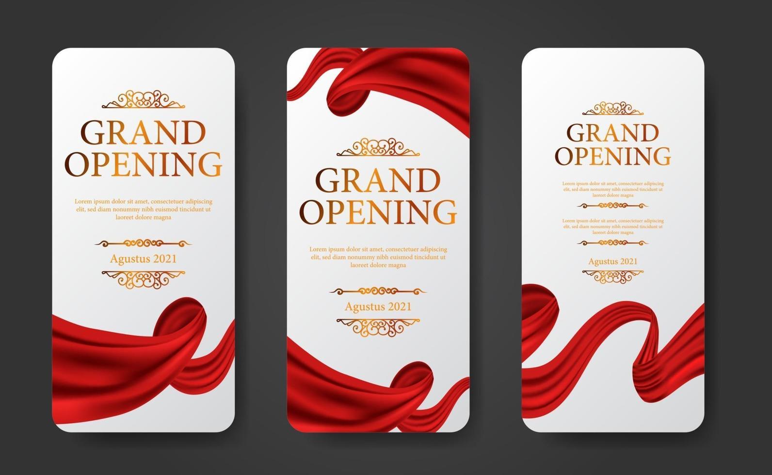 Elegant luxury grand opening social media stories template set vector