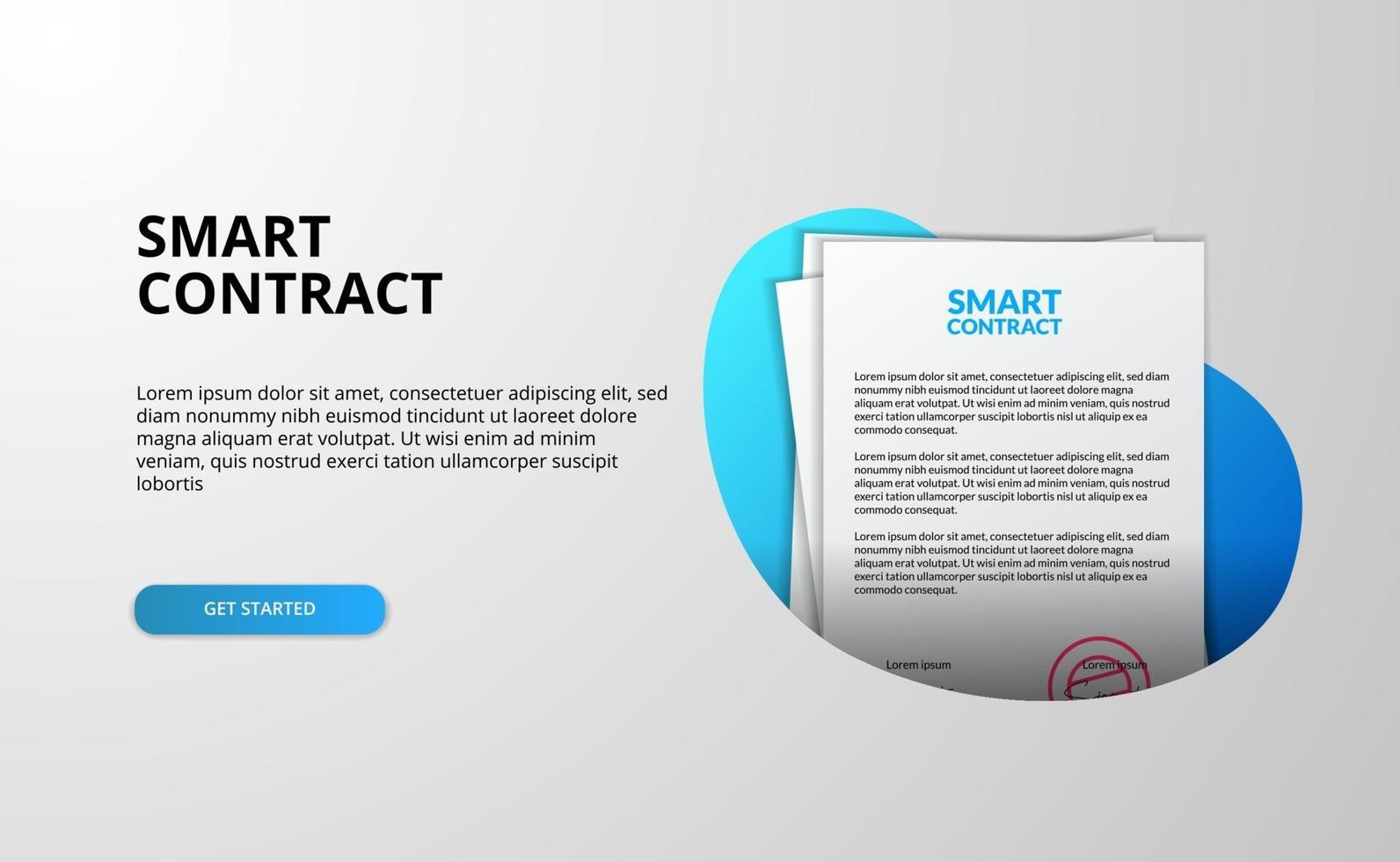 Smart contract file document landing page vector