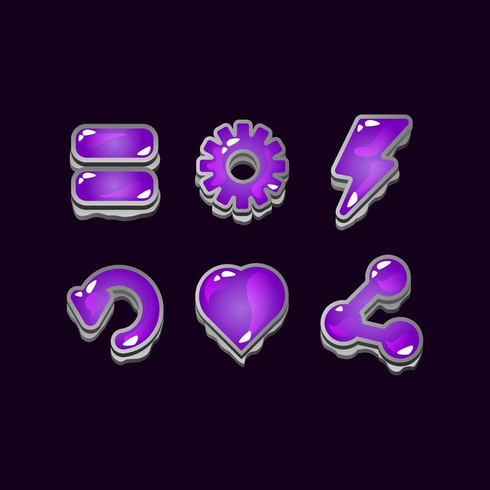 set of game ui rock jelly icon signs for gui asset elements vector illustration