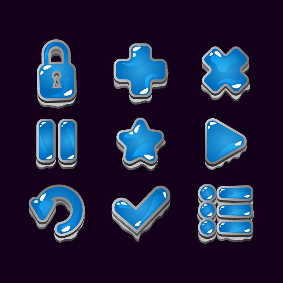 collection set of game ui rock jelly icon signs for gui asset elements vector illustration