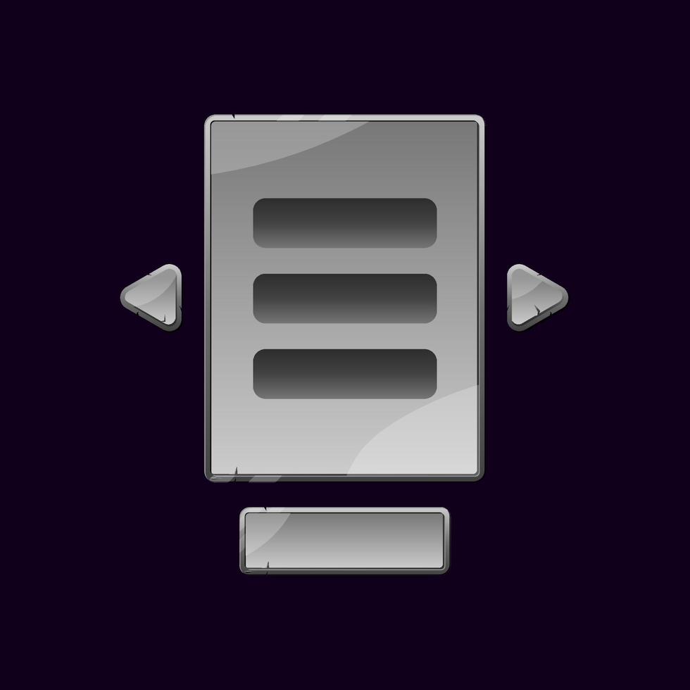 set of stone rock game ui board pop up for gui asset elements vector illustration