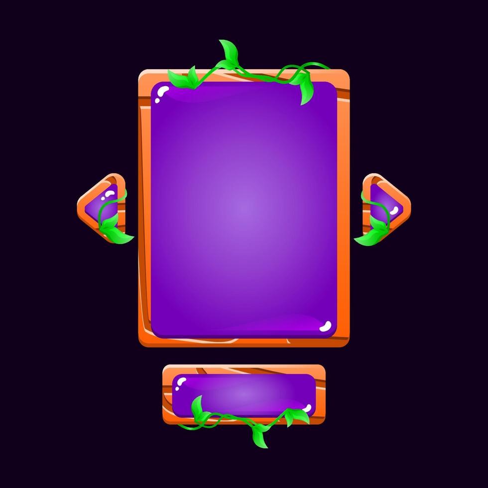 conjunto de tablero de interfaz de usuario de juego de hojas de madera brillante emergente para elementos de activos de interfaz gráfica de usuario ilustración vectorial vector