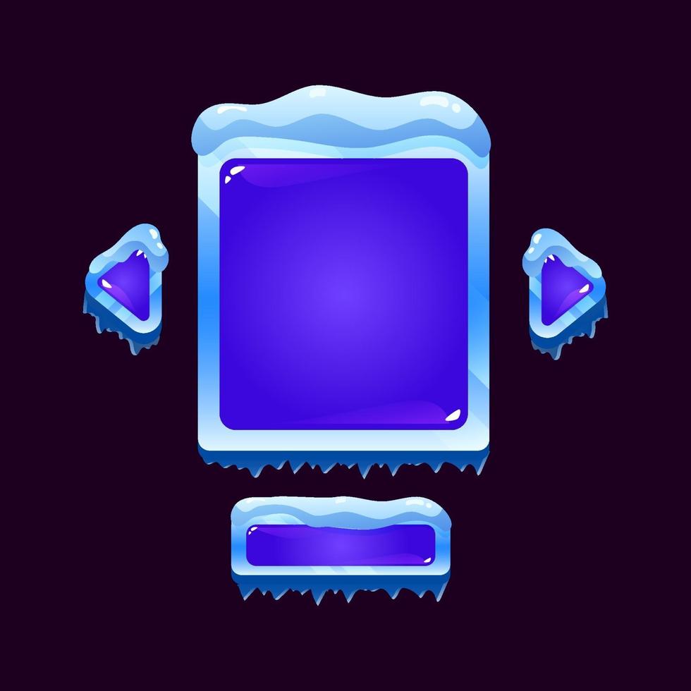 set of glossy winter ice jelly game ui board pop up for gui asset elements vector illustration