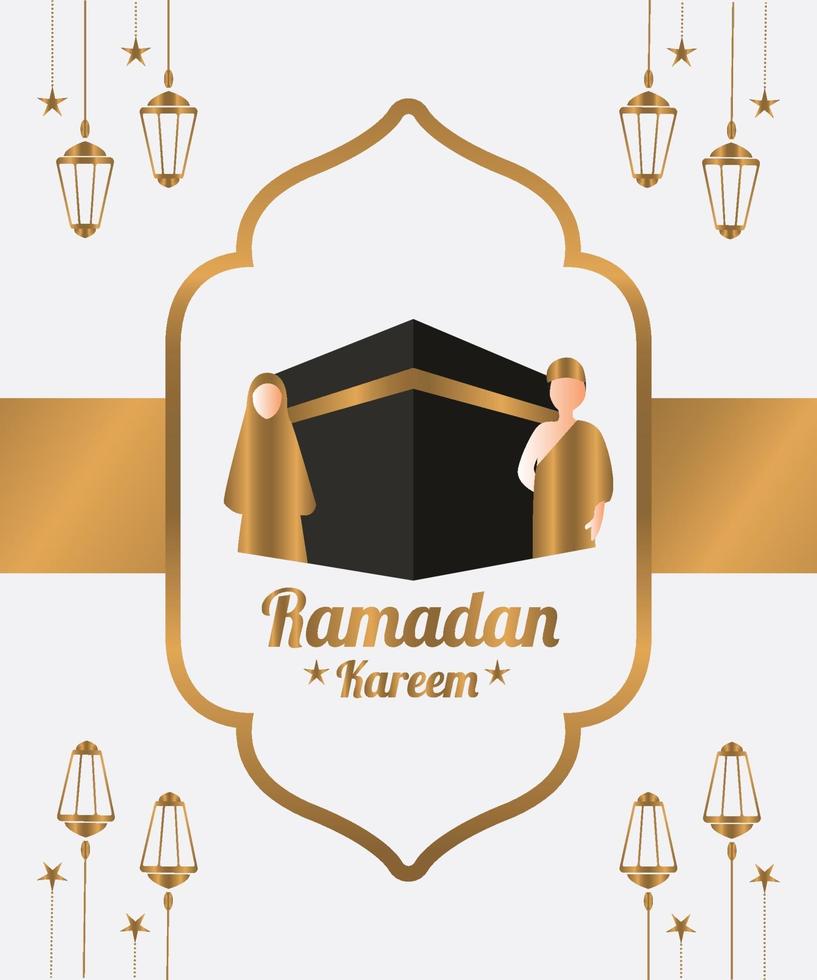 Decorative greeting for Ramadan Kareem vector