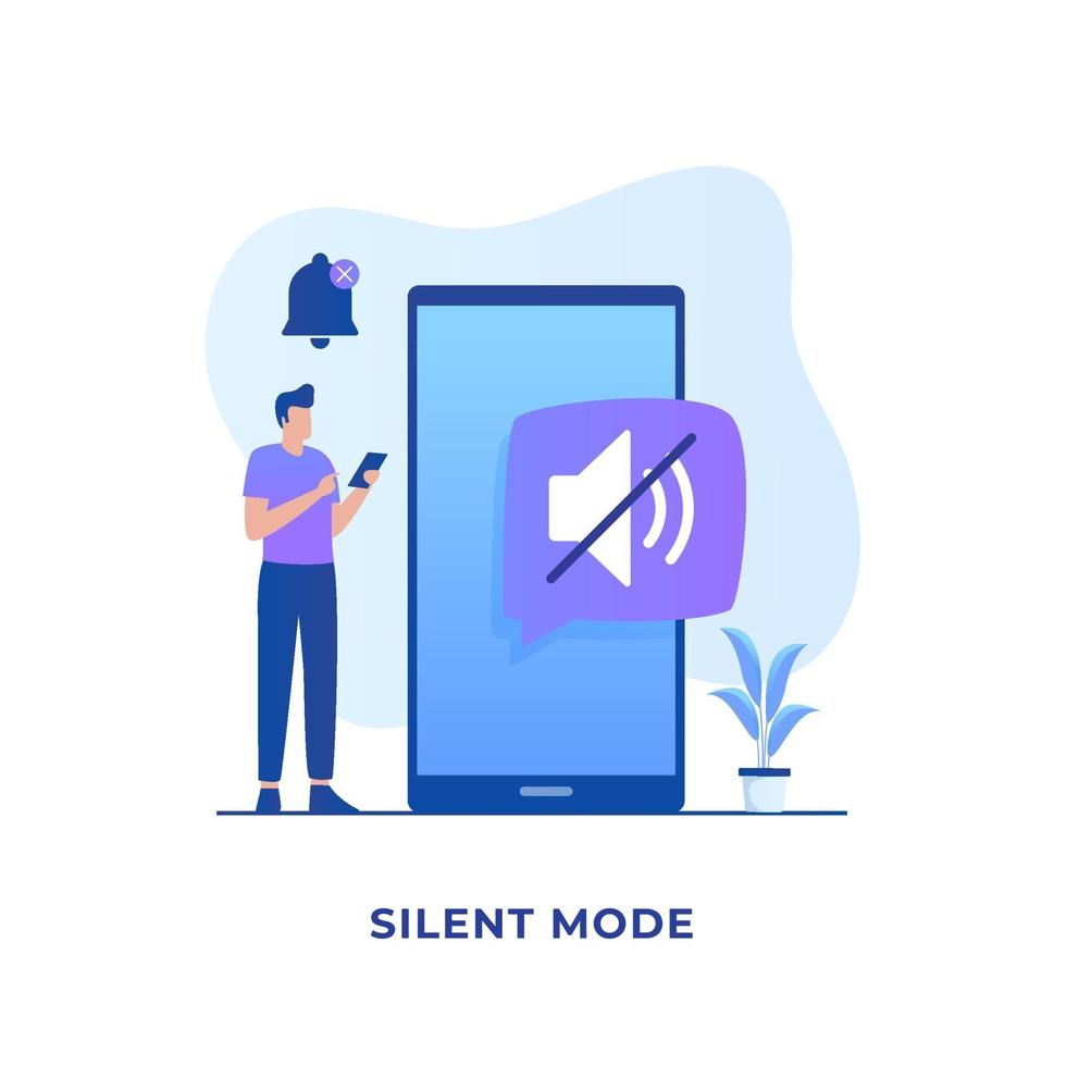 Flat illustration silent mode concept design vector