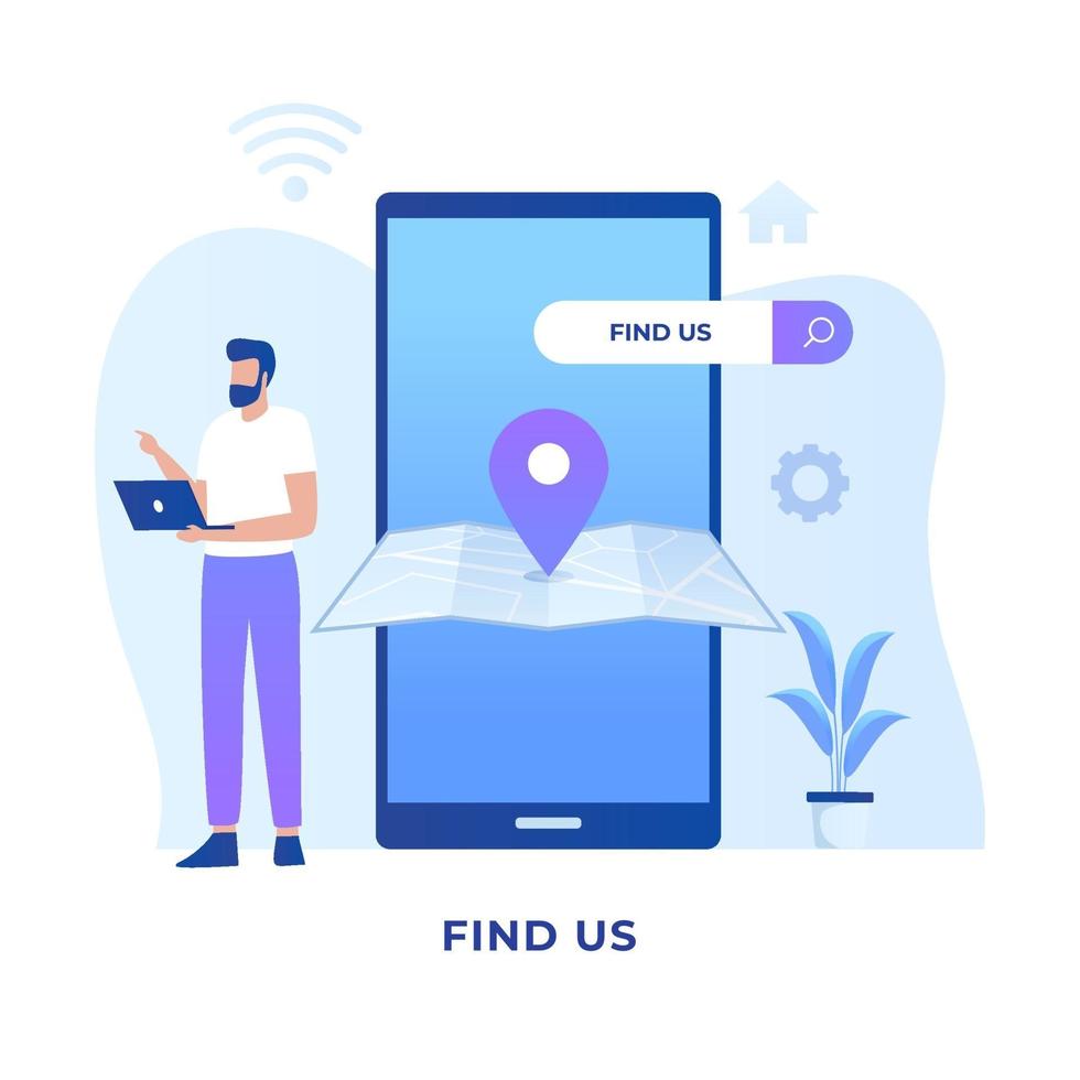 Find us location illustration concept design vector