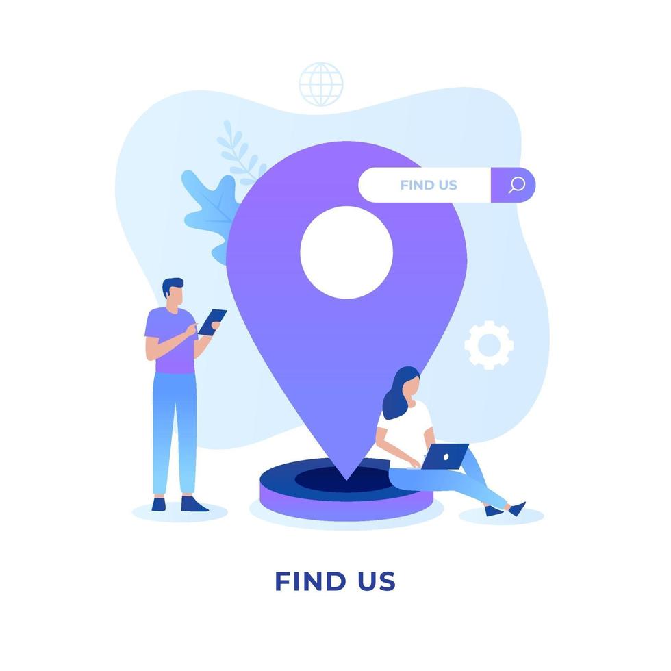 Flat illustration find us location concept design vector