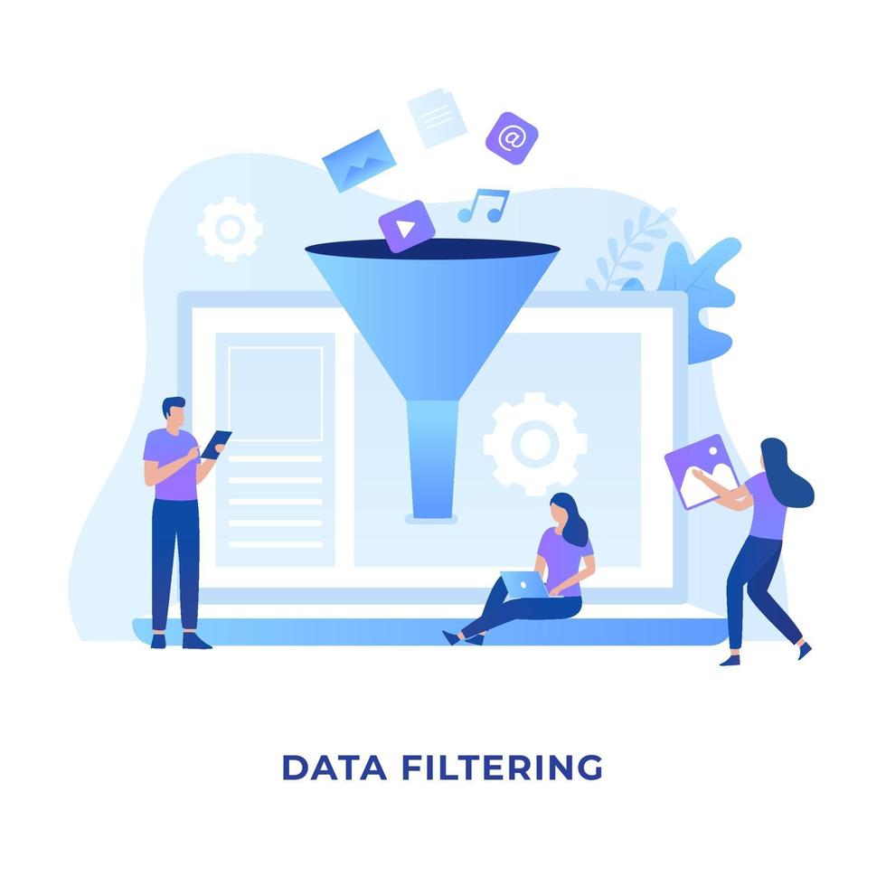 Data filtering illustration concept vector