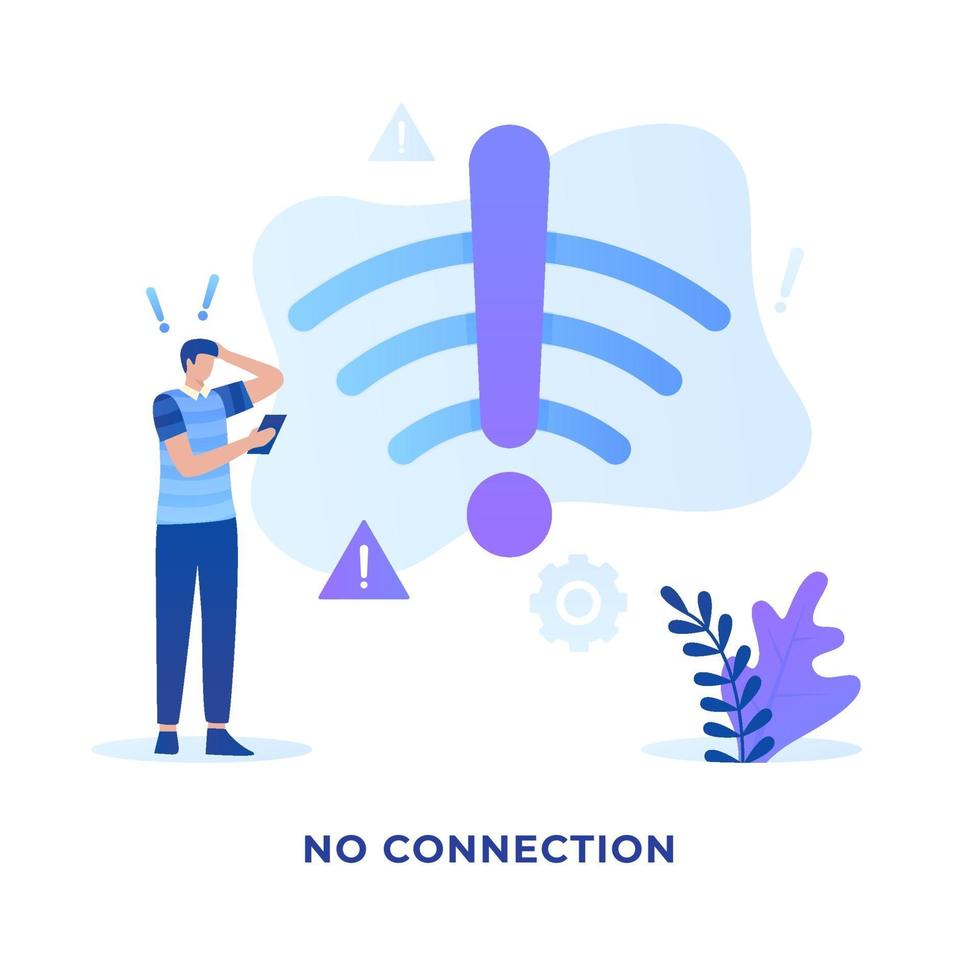 Flat illustration not connected signal wifi concept vector