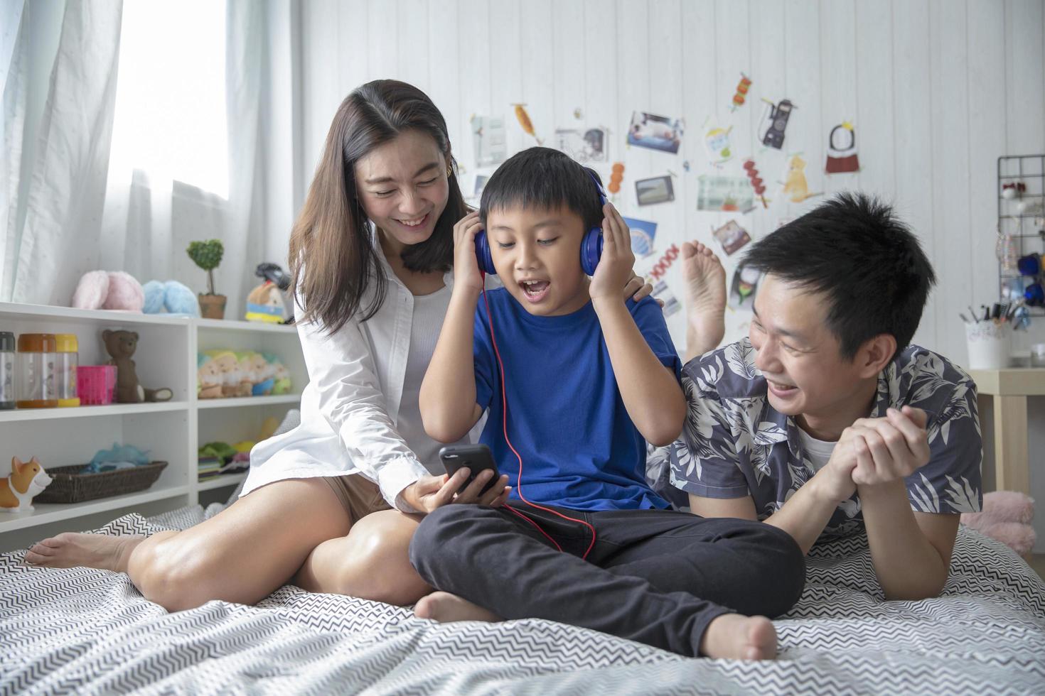 Family listening to music together photo