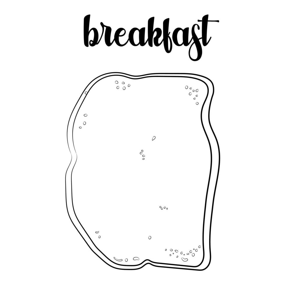 Outline of a toast, a piece of bread. Vector illustration.