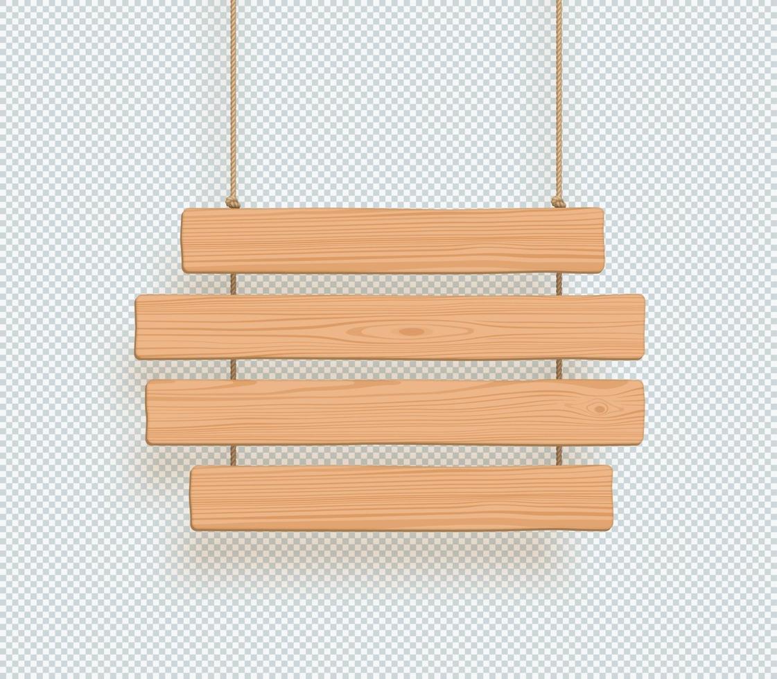 Wooden Sign Four Hanging Planks For Title Or Text Vector