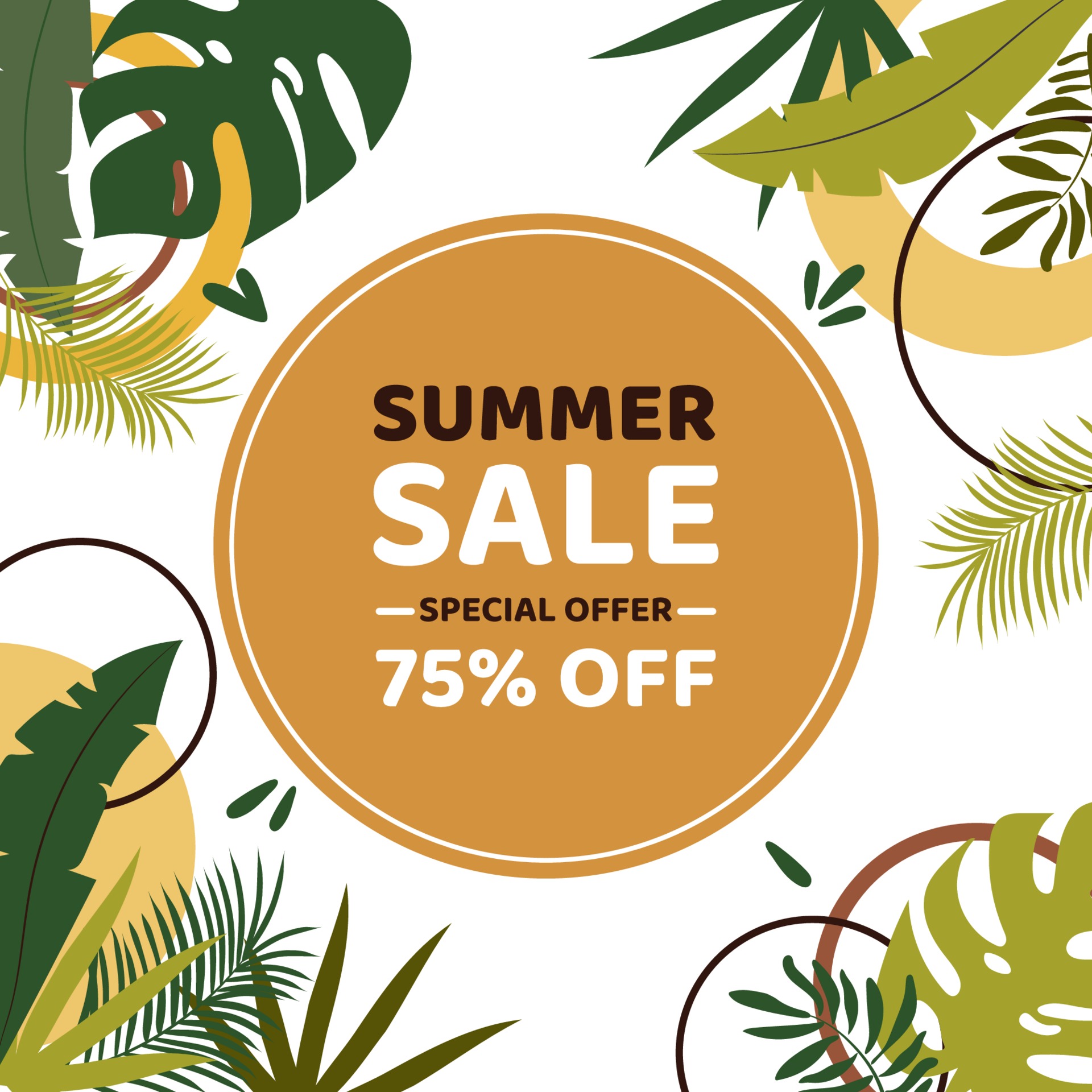 Discount coupon or banner. Summer sale with 75 percent off ...