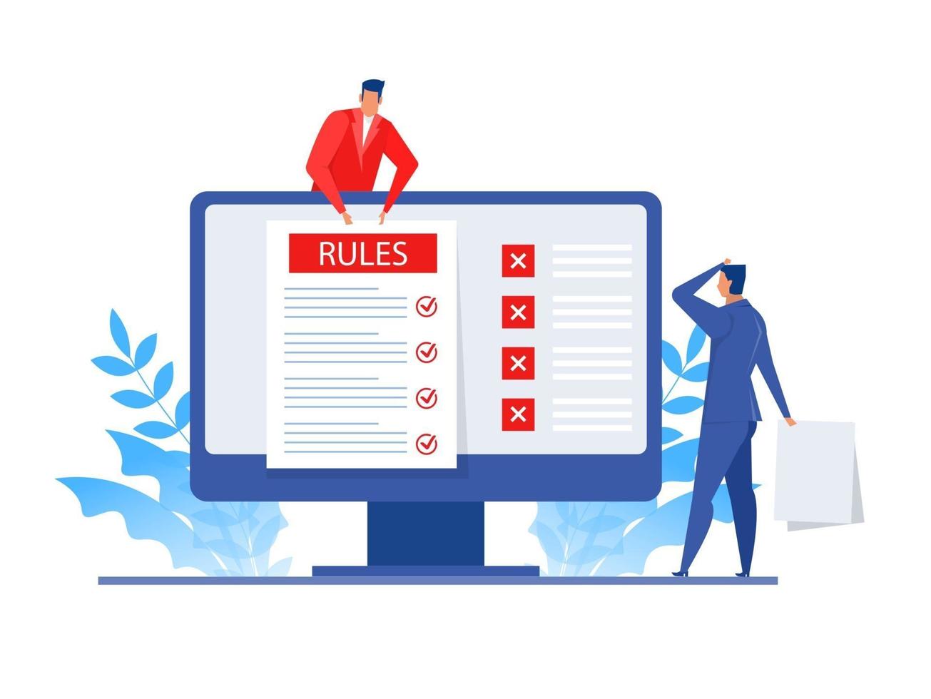 Businessman presents rules for online business vector