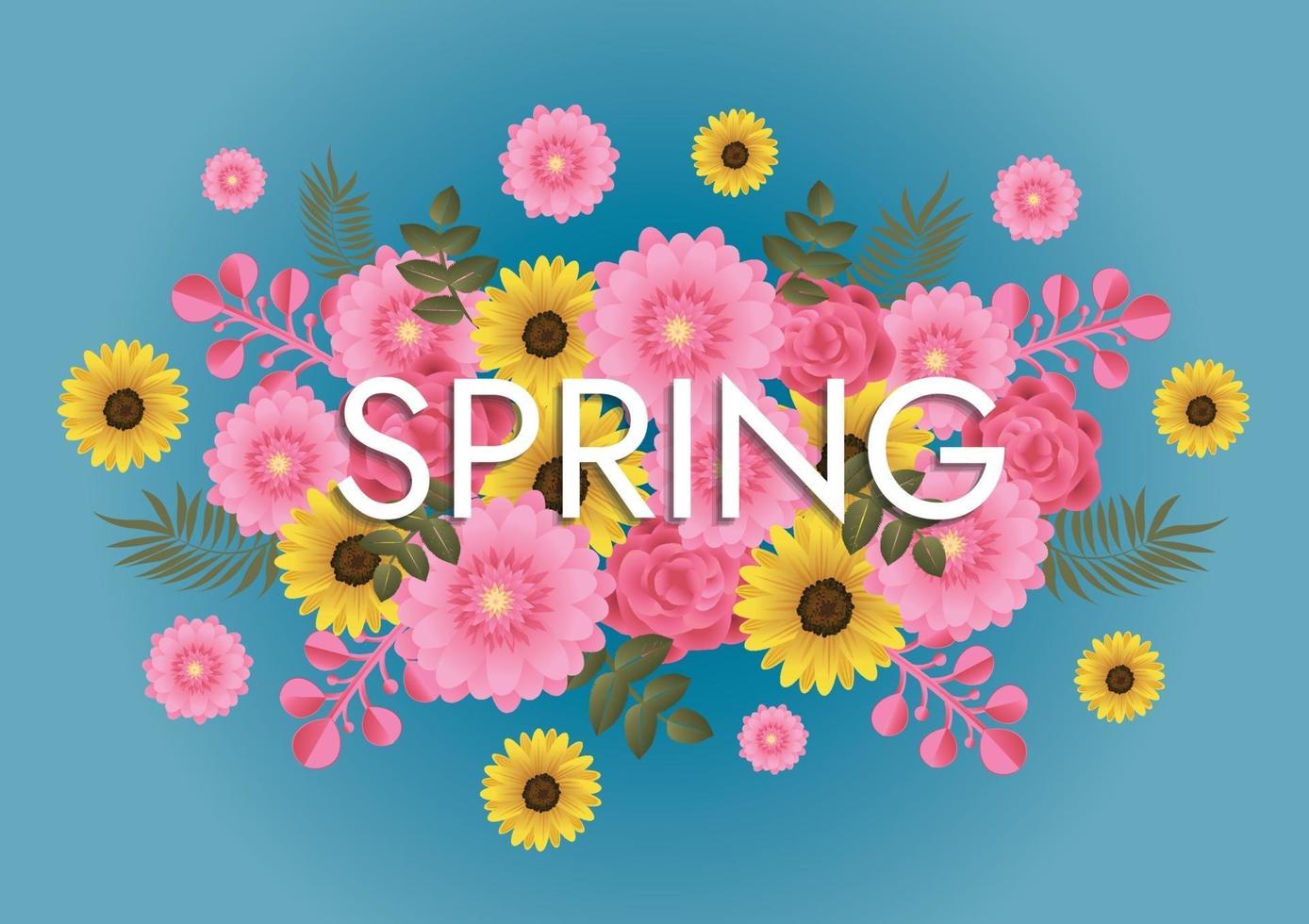 fondo floral hola primavera para el estado de ánimo de vacaciones vector