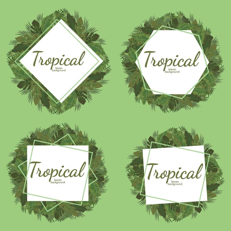 Tropical leafs background, green illustration vector design