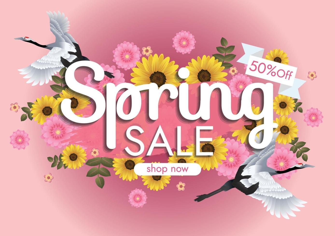 Florals hello spring background for holidays mood vector