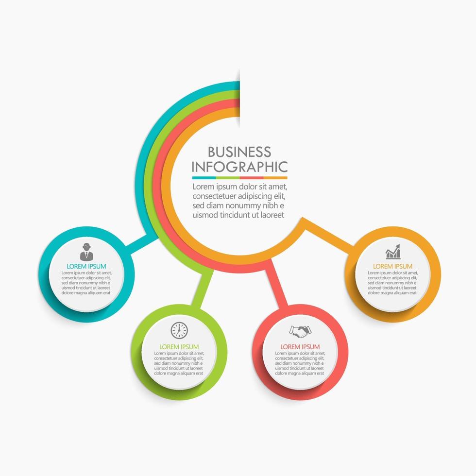 Circle Thin line infographic Template With 4 Options. vector