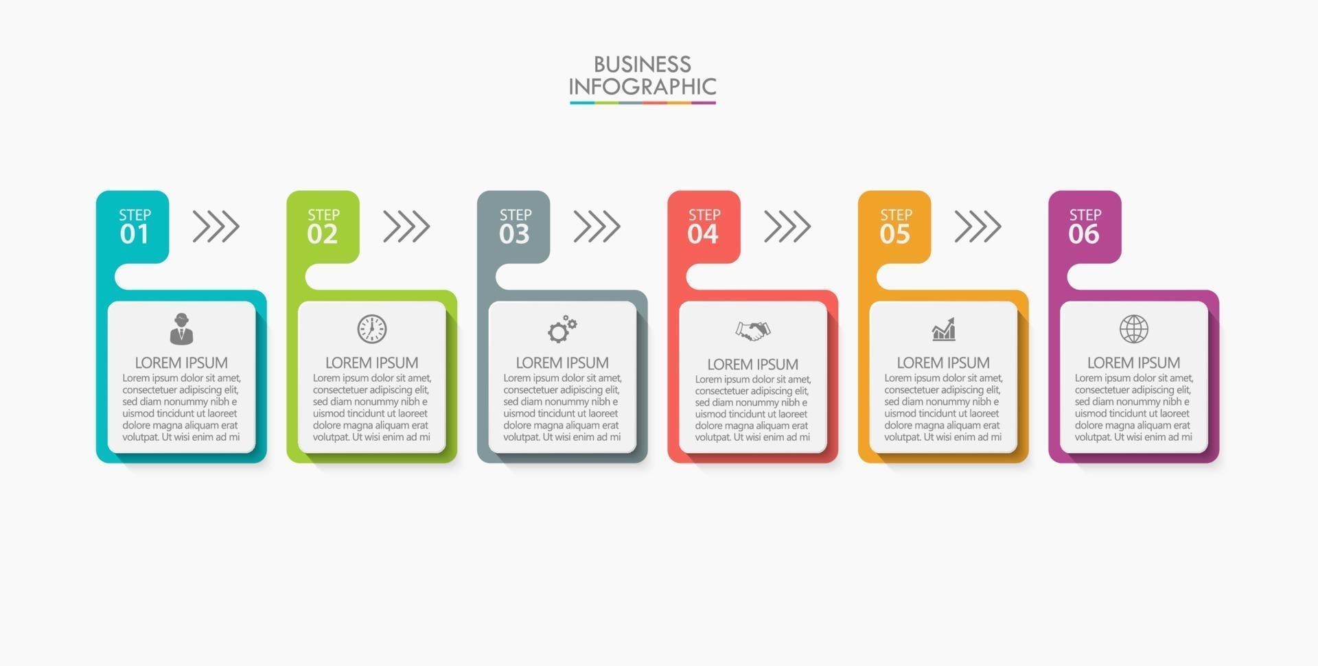 Modern Arrow Infographic Connection Template With 6 Options vector