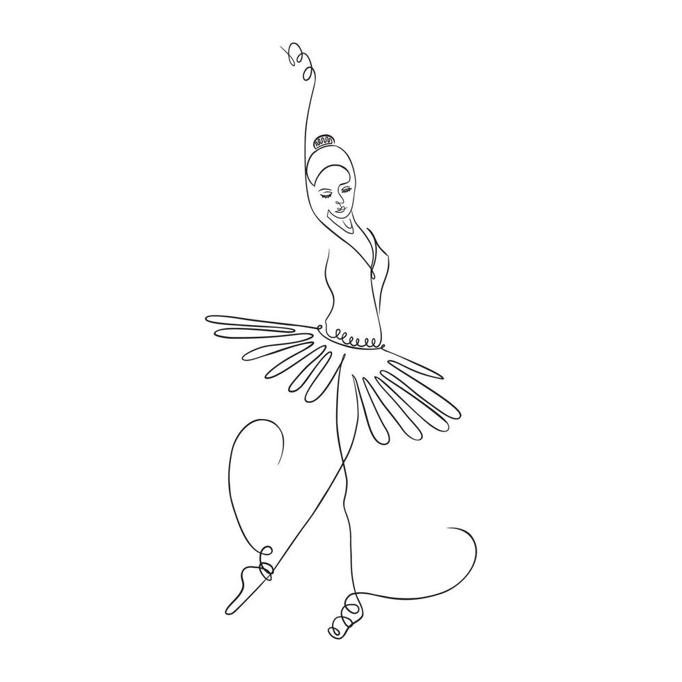 Continuous line art ballet dancer vector