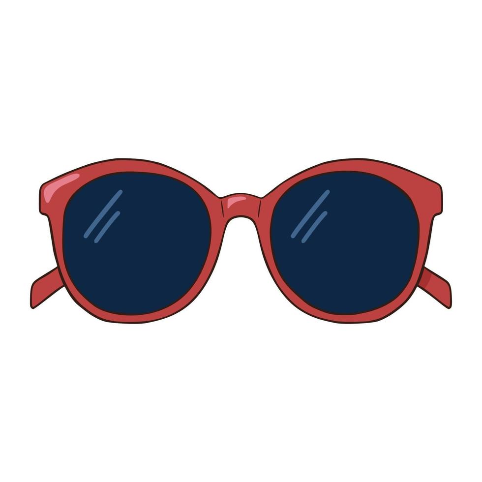 Line drawing red sunglasses vector