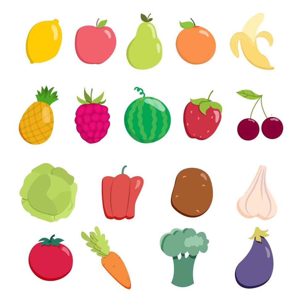 conjunto de frutas y verduras. colección de elementos de diseño vectorial. vector