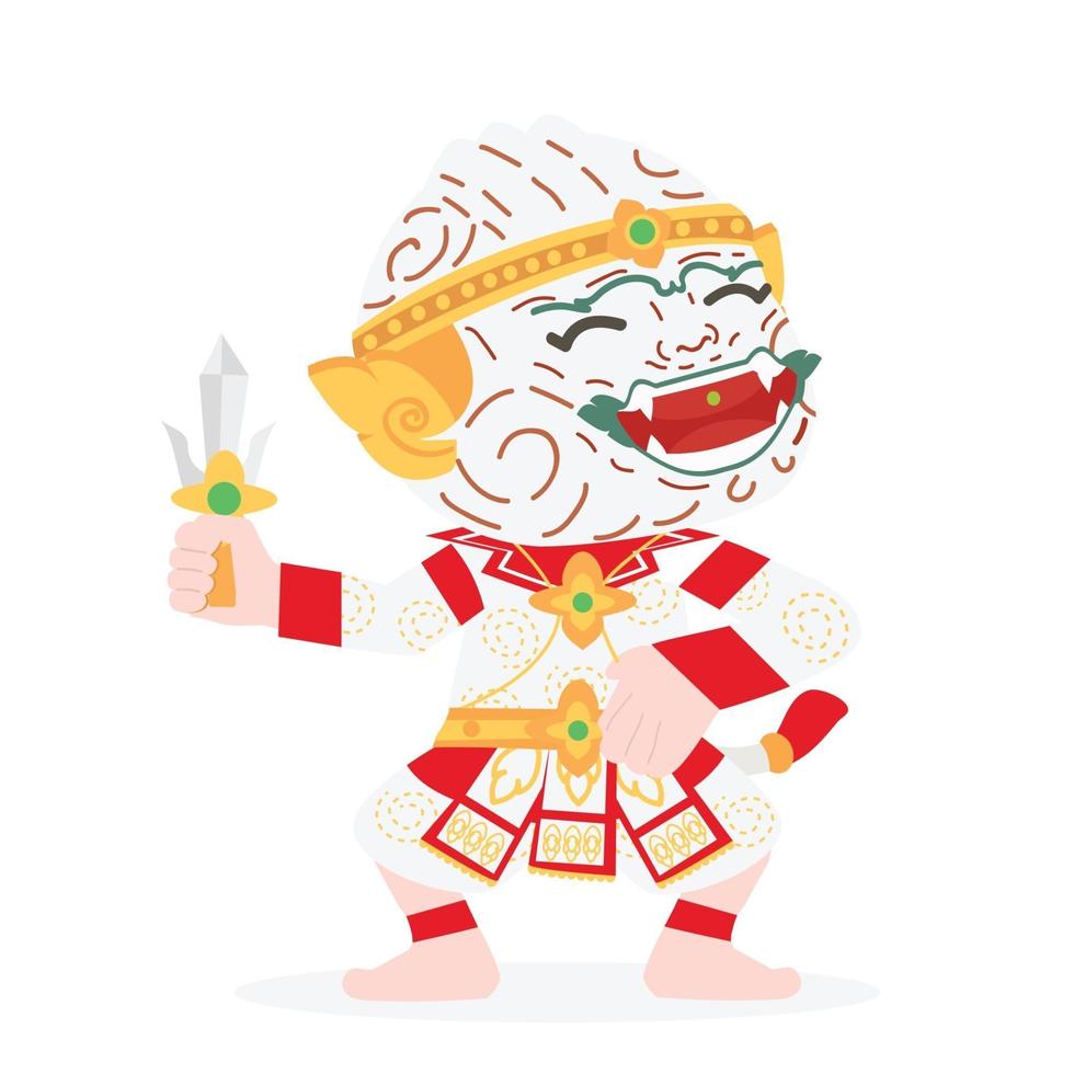Hanuman Thai character cartoon vector