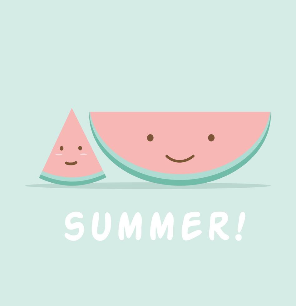 Funny watermelon cartoon character sign vector