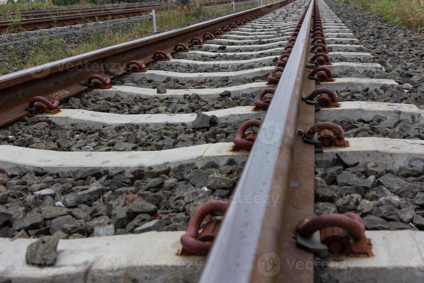 Close up of railroad track photo