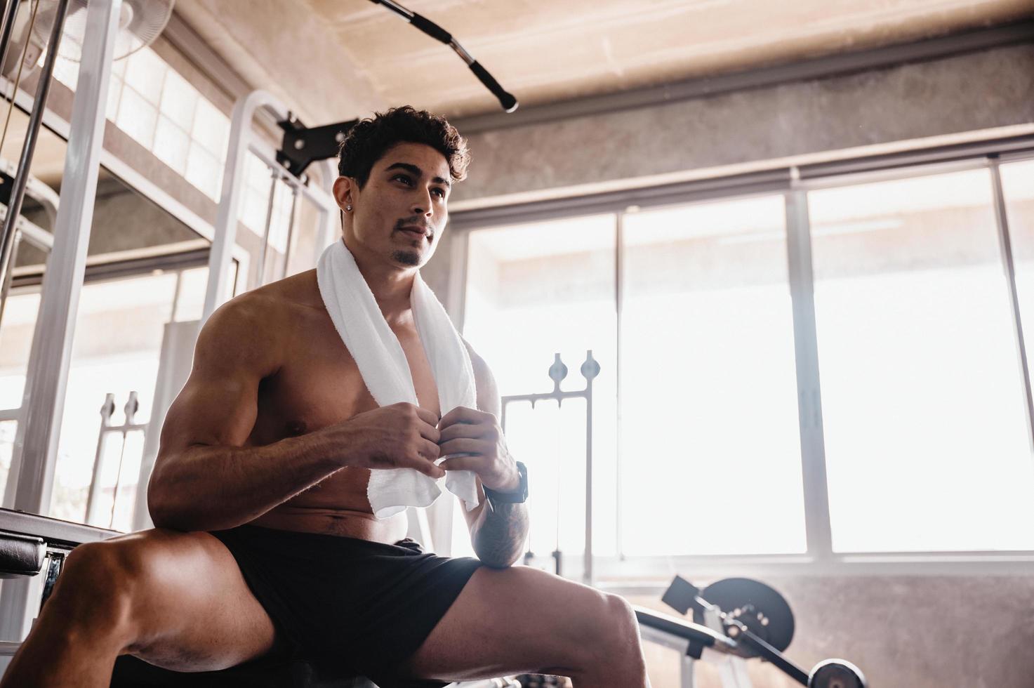 Man working out in the gym photo